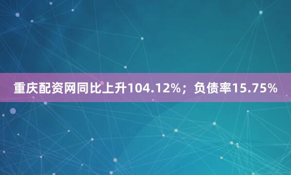 重庆配资网同比上升104.12%；负债率15.75%